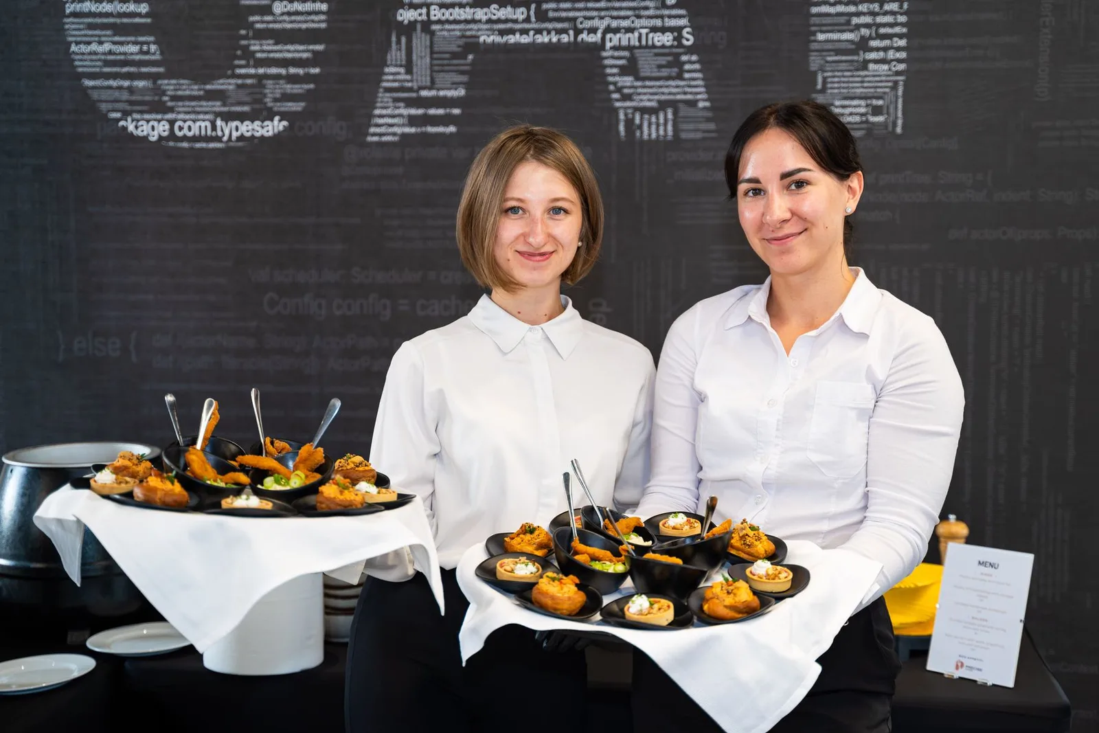 Serving canapés on a tray